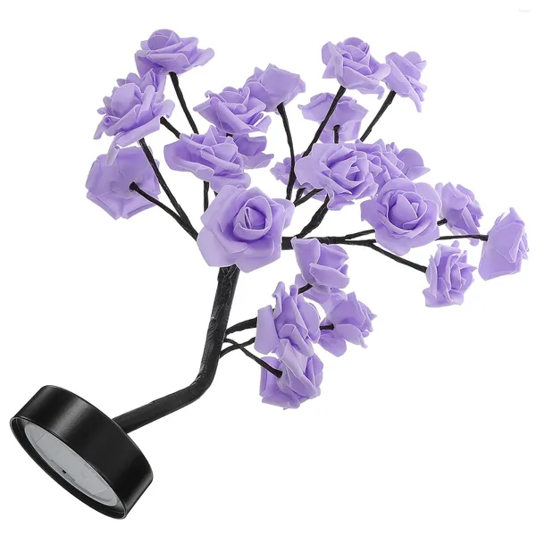 Flores decorativas luz post rosa lanterna decoração de casa brilho decorações plástico rosas árvore lâmpada led