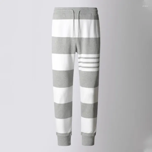 Pantaloni da uomo della linea pantaloni sportivi Primavera Autunno Pantaloni sportivi classici in cotone waffle Pantaloni a 4 barre a righe Design coreano Comodo