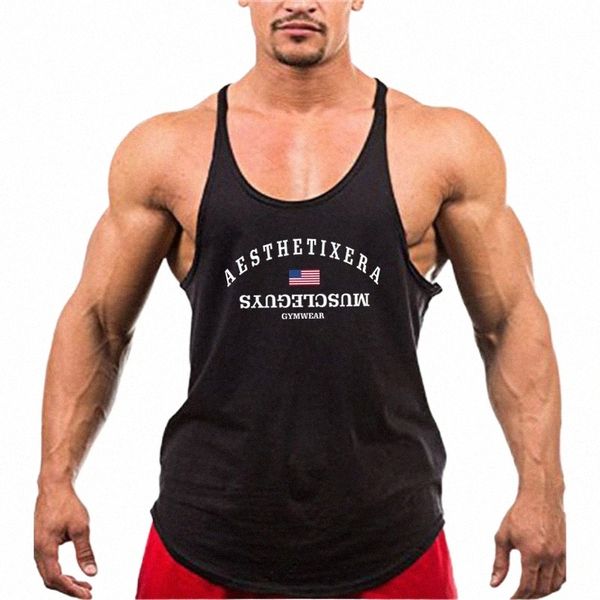 marca Vest Muscle Sleevel Singlets Fi Sports Workout Man Undershirt Gym Clothing Tank Top Mens Bodybuilding Fitn v7qq #