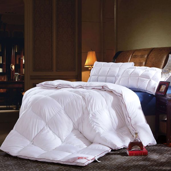 100% piumino d'oca imbottitura piumino set biancheria da letto King Queen doppia dimensione trapunta imbottitura rosa bianco inverno più spesso più caldo coperta da tiro