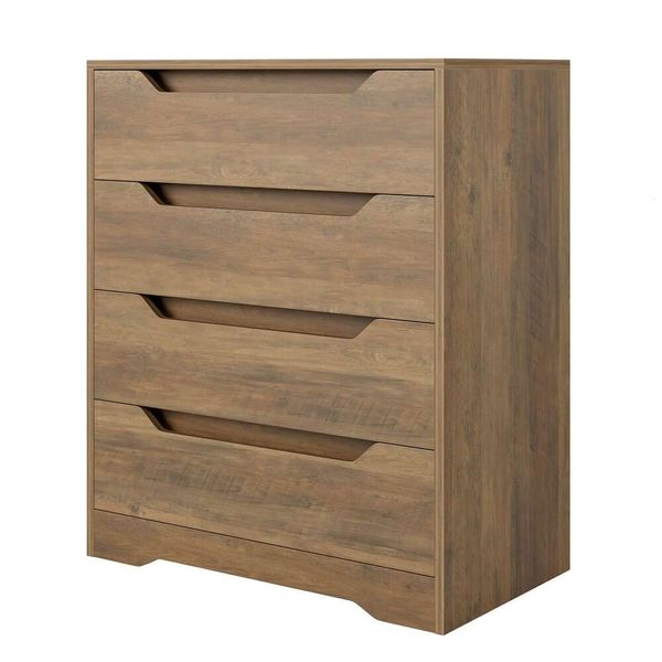 Hostack Modern 4 Drawer Cleda, de gavetas armazenamento, organizadores de peito de madeira com alças recortadas, gabinete de armazenamento de sotaque para sala de estar, entrada, corredor, corredor,