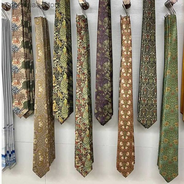 Cravatte Cravatte Cravatta vintage da uomo Stampa floreale Design floreale Cravatta da 8 cm per camicie da uomo Accessori per feste di nozze Abbigliamento quotidiano Cravatta Cravatta retrò Y240325