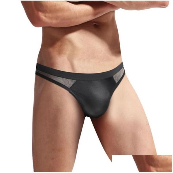 Mutande Y Uomo Slip bikini Lucido U Custodia convessa Intimo Tra-Sottile Indietro Trasparente Comodo Vita bassa Mutandine traspiranti Drop Delive Otlh4