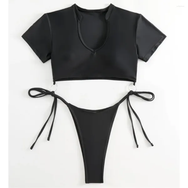 Mulheres de banho preto sexy string bikini anéis maiô de uma peça biquinis define brasileiro monokini mulheres almofadas praia outfits maiô