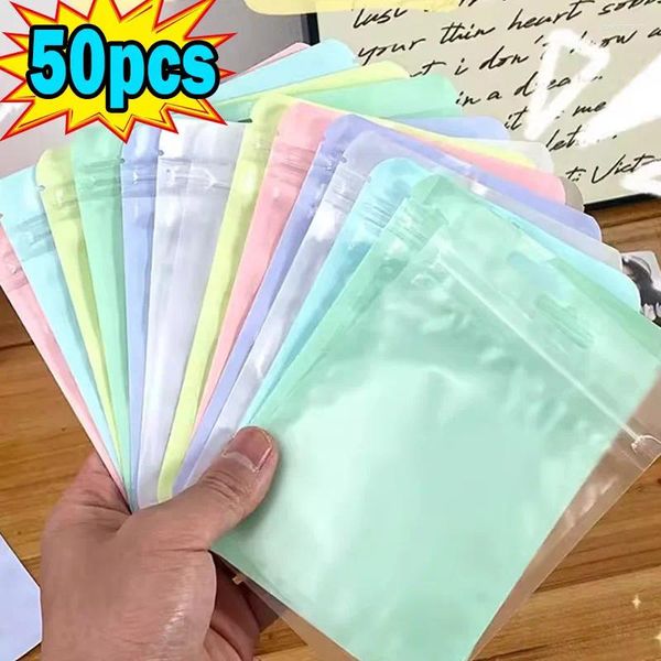 Bolsas de jóias 10-50pcs sacos zip coloridos doces cores reclosable biscoito saco de armazenamento de alimentos zíper claro caixa de embalagem de presente