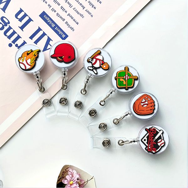 Arquivos de cartão de visita 6 Pcs Cartoon Baseball Badge Titular Clipe de trabalho Médico Enfermeira Id Nome Bedge Chest Tag Chaveiro para escritório diário Drop Otilz