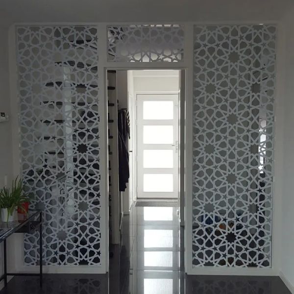 Fabric Padrões islâmicos personalizados Decalque da porta Grande Janela Vinil Decoração Home Decoração Removável Murais de Papel de Parede Auto -Defesa A01