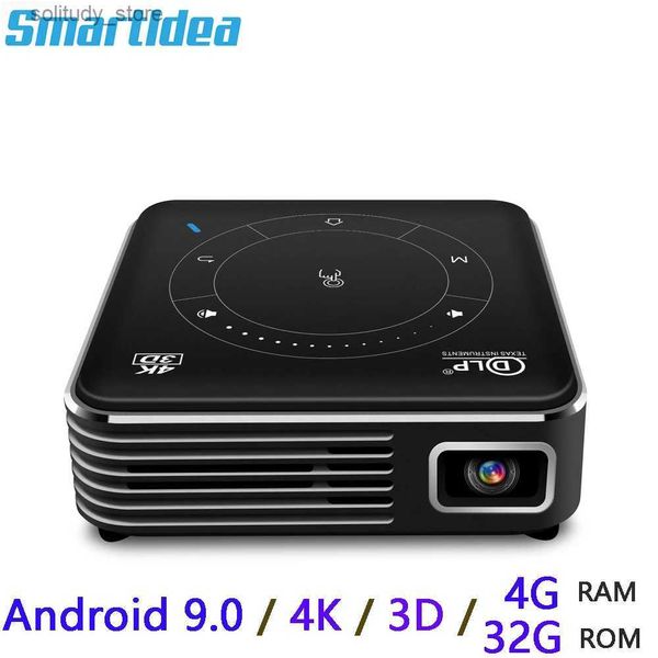 Altri accessori per proiettori Smartldea Pocket 4K Proiettore 3D Android 9.0 2.4G 5G WiFi BT5.0 Proiettore domestico 4G RAM 32G ROM Opzioni Video HD Gaming Beam Q240322
