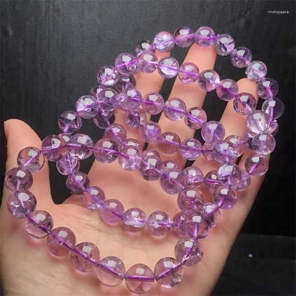 Braccialetti a maglie Bracciale con ametista viola naturale Guarigione di moda personalizzata per uomo Donna Amanti dei gioielli con pietre preziose Regalo 1 pz 10 MM