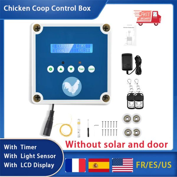 Acessórios Gaiola automática de controle de porta de galinheiro com temporizador e sensor de luz com display LCD conectável gaiola de frango para agricultura solar