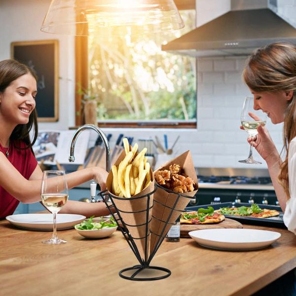 Besteck-Sets, Löcher, Pommes-Frites-Ständer, Kegelkorb, Bratenhalter, Metall, Snack, gebratenes Huhn, Präsentationsständer, T-Becher