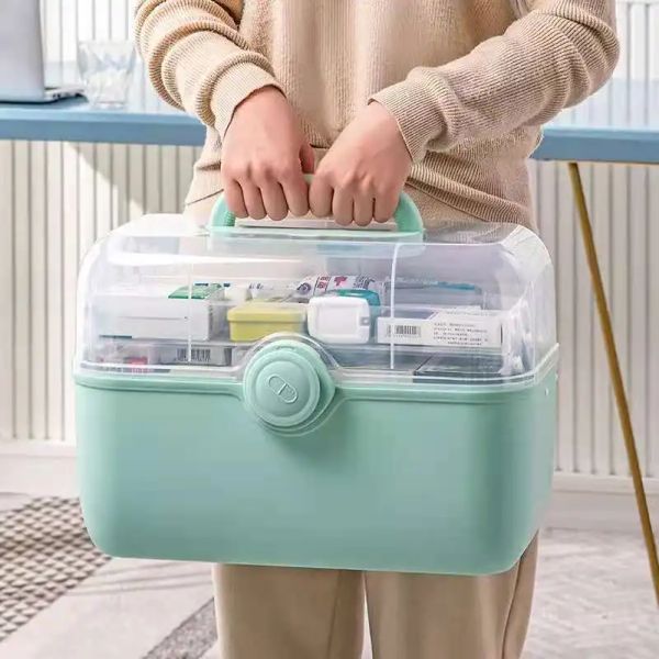 Bidoni di medicina per famiglie di grande capacità di medicina per famiglie box portatile kit di pronto soccorso scatole di stoccaggio di medicina organizzatori organizzanti in plastica