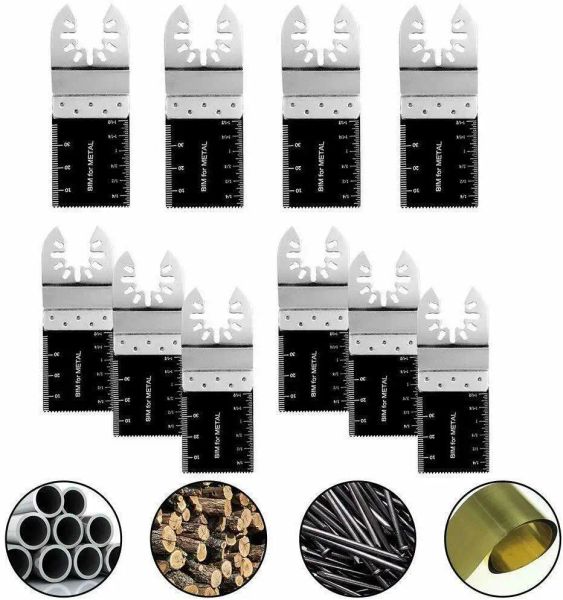 Schroevendraaiers Bimetal Salınan Çok Kanalı Testere Bıçakları Karbon Çelik Kesici Evrensel Döner Kesim Kaba/Ahşap için İnce Dişler 10 PCS/SET