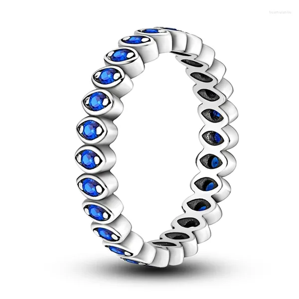 Anelli a grappolo Unico S925 Sterling Silver Minimalista Buona fortuna Anello per occhi blu per accessori per feste alla moda da donna Amicizia Regali di compleanno