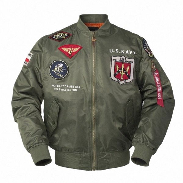 Primavera Autunno Giacca militare da uomo Vintage Top Gun Streetwear Cappotto Hip Hop Punk Air Force Pilot Bomber Coppia 47f4 #
