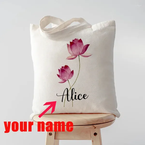 Borse per la spesa Personalizzate Nome personalizzato Damigella d'onore Team Sposa Tote Bag Donna Shopper Borsa a spalla per ragazza Lady Canvas