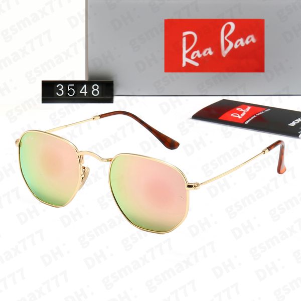 Raios de óculos de sol clássicos de Wayfarer Bansunglasses para mulheres designers masculinos Lunette de Soleil 2140 Metal Round Metal Frame 3447 Lentes planas hexagonais 3548 INAJ