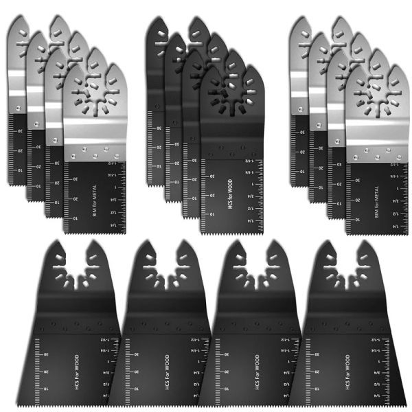 Zaagbladen 16 Stück Bimetall-Sägeblätter für oszillierende Multifunktionswerkzeuge, Schnellspanner, professionelles Zubehör für Elektrowerkzeuge zum Metallschneiden, 35/65 mm