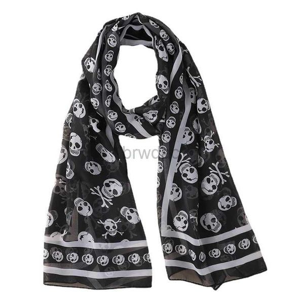 Sarongs Chiffon Skull Sconhef 160 * 50cm Geométrico Impresso Fashion Street Holiday Holiday Beach Spring e Shawl decorativo de outono Novo 24325