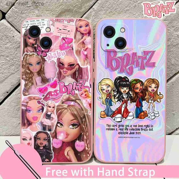 Case di telefonia cellulare Fashion Bolle adorabile bambola Bratz Telefono per Redmi Nota 12 11T 10s 9 Pro Plus 10C 9C 9C 9T K40 K50 K60 4G 5G con strata a mano240325