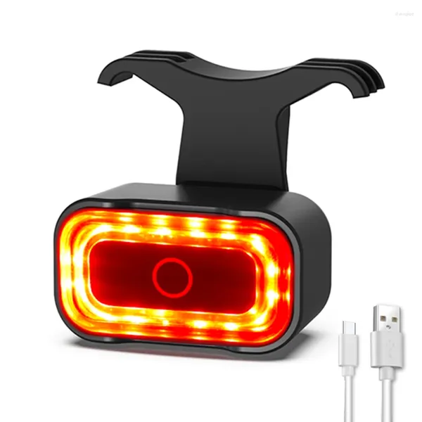 Lanternas portáteis Smart Bicycle Light Alto Brilho LED Bike Tail Traseira USB Recarregável