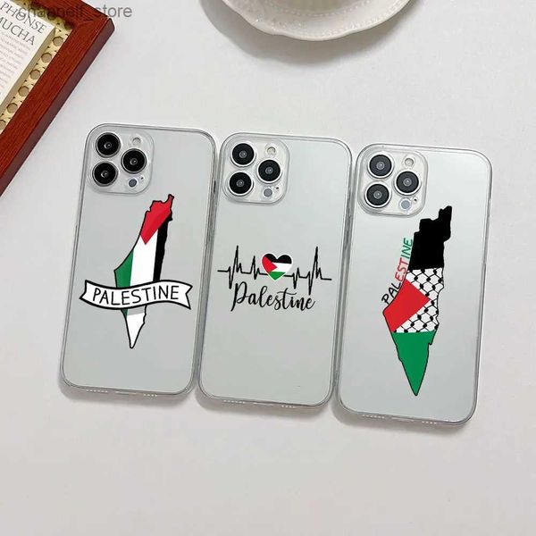 Capas de telefone celular Palestina Bandeira Mapa Passaporte Capa de telefone para iPhone 15 14 13 12 11 Mini Pro Max X XR XSMax 6S 6 7 8 Plus SE20 Transparente CoverY240325