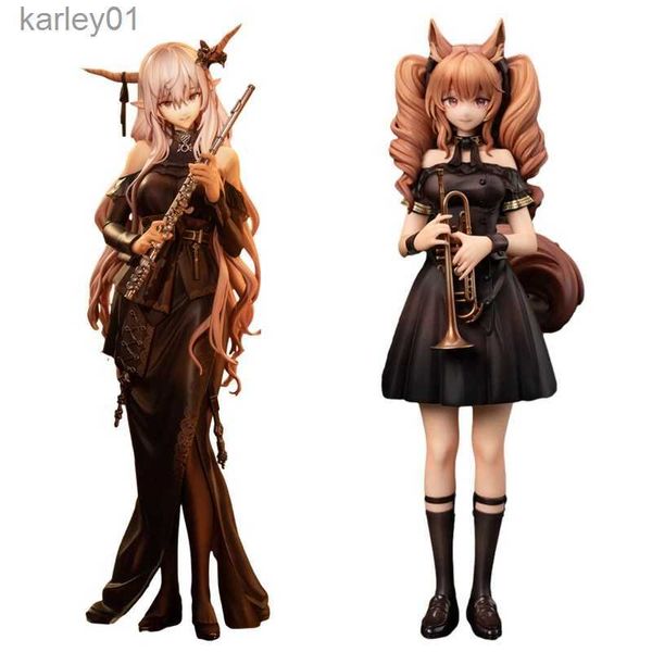 Anime mangá 18cm arknights anime figura sexy preto saia longa brilhando figura de ação kaii menina angelina estatueta coleção modelo boneca brinquedos yq240325