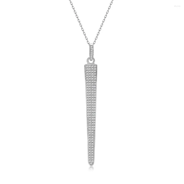 Catene Zhenchengda Personalità esagerata Micro intarsiato cono di diamanti Ciondolo lungo Collana in argento S925