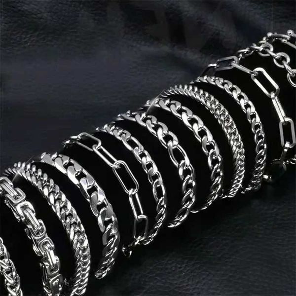 Bracciale a catena cubana in acciaio inossidabile 316L per uomo Figaro donna vintage in metallo Viking Kpop Pulseras Emo simpatico gioiello di lusso regalo 24325