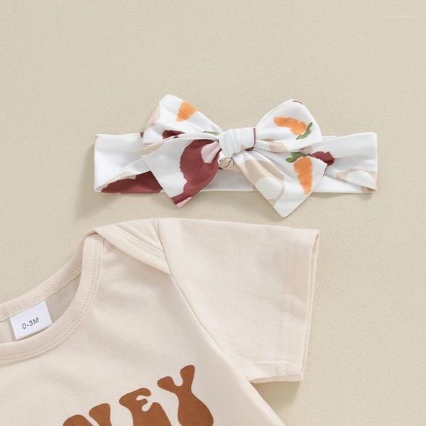 Kleidungssets Mein erstes Ostern-Baby-Outfit für Mädchen, Honig-Strampler, Oberteil, Schlaghose, Sommerkleidung für Kleinkinder
