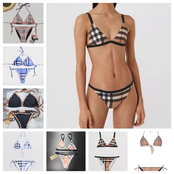 Costumi da bagno firmati Costume da bagno estivo Strisce Filo Testa Motivo a quadri Costume da bagno Set Moda Abiti comodi Bikini sexy L6