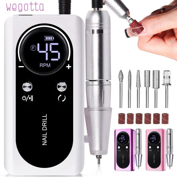 Wegotta máquina de broca de unhas sem fio profissional lixa de unhas elétrica portátil equipamento de manicure 45000 rpm 240321