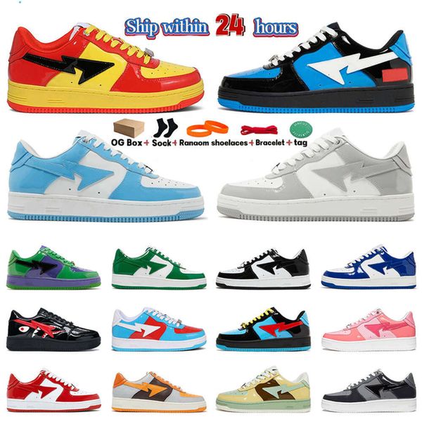 Designer sapatos casuais produto 2024 novo bapestass para homens mulheres sta tubarão estrela sk8 couro preto branco azul verde homens mulheres esportes ao ar livre tênis treinadores