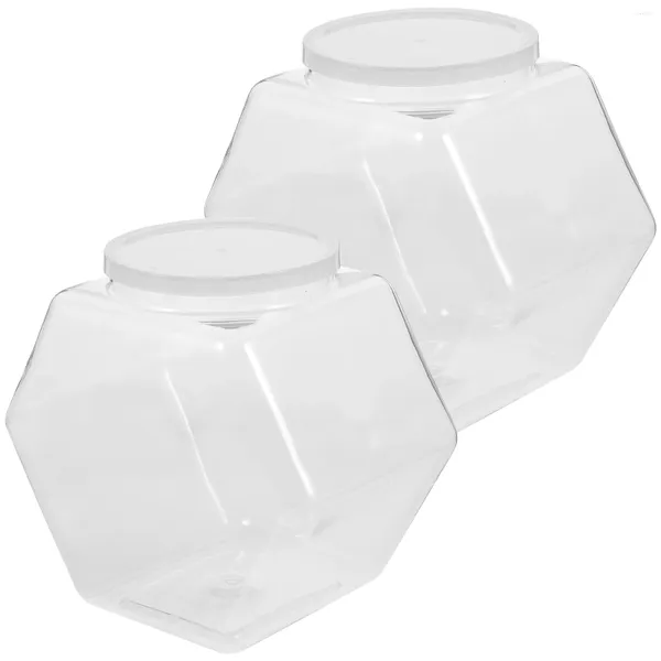 Frascos de armazenamento 2pcs frasco hermético frascos hexagonais cozinha recipiente de alimentos secos