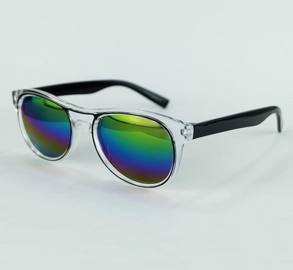 Óculos de sol infantis com armação transparente, lentes de mercúrio, 6 cores, óculos de sol coloridos para crianças, óculos inteiros shop6236048