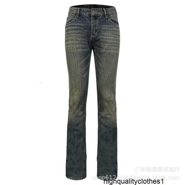 Designer High Version B Familie 23SS HerbstWinter lässige und vielseitige Instagram Herren- und Damen-Jeans mit ausgewaschenem orange-gelbem Schlag K9UQ