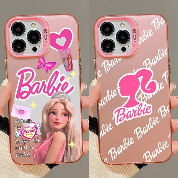 Custodia per telefono bambola rosa per iPhone 15 14 13 Pro 12 11 Pro Xs X XR Max Aurora Custodie rigide per PC TPU Cover posteriore