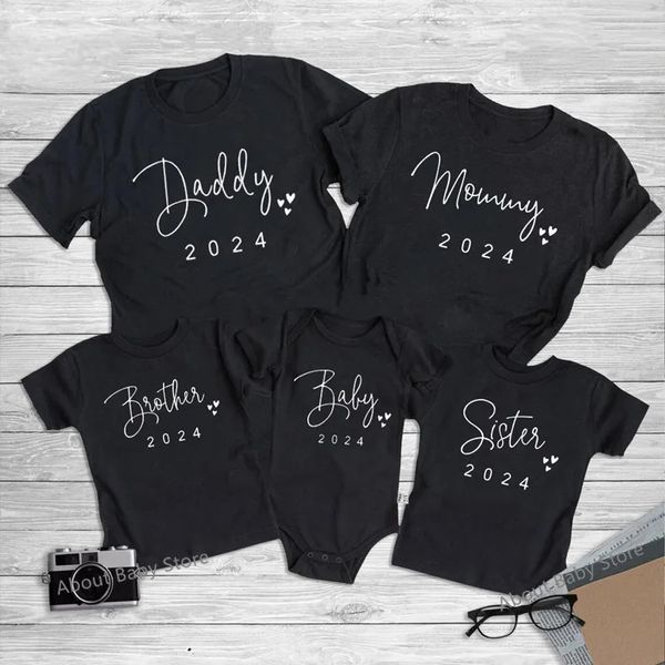 Papa Mama Bruder Schwester Baby Familie passende Shirts Baumwolle Vater Mutter Kinder T-Shirts Tops lustige Familien-Look Outfits 240318