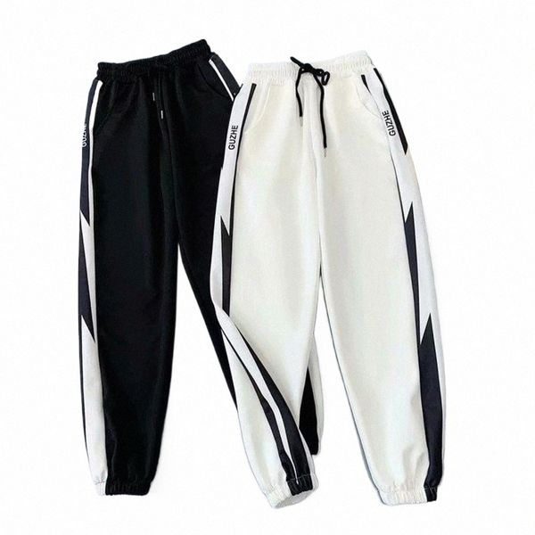 stile coreano Ctrast colore coulisse pantaloni sportivi per gli uomini pantaloni larghi autunno jogger pantaloni maschili streetwear pantales hombre L7fB #