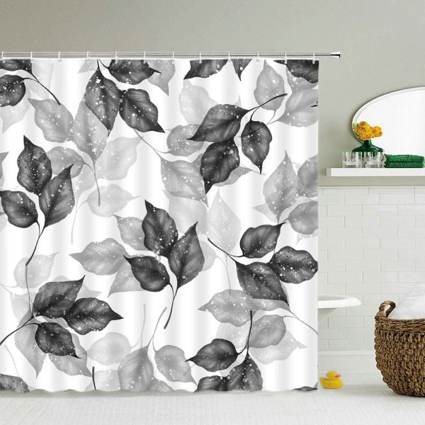 Cortinas de tecido à prova d'água, folhas, plantas, flores, banheiro, grande 240x180, decoração impressa 3d, cortina de chuveiro, tela de banho