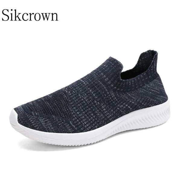 Sapatos homens nw malha de malha respirável tênis tênis masculino casual sapatos escorregar em sapatos de apartamento macio andando sapatos casuais plus size46