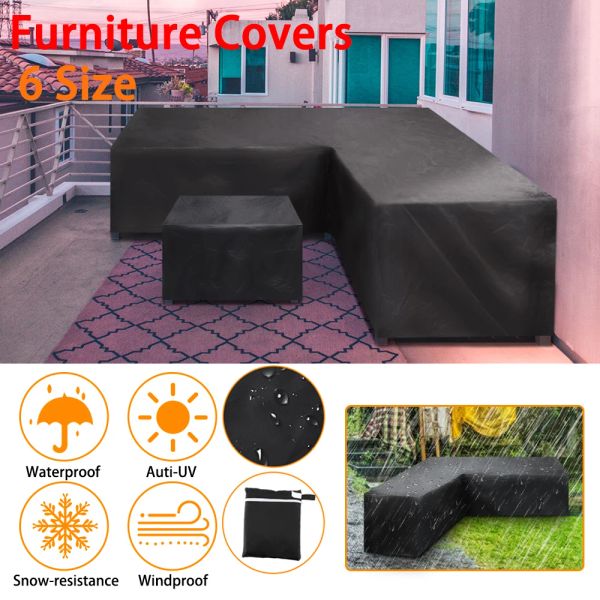 Almofada impermeável capas de móveis à prova de chuva antiuv ao ar livre l forma canto sofá capa rattan pátio jardim allpurpose capa protetora