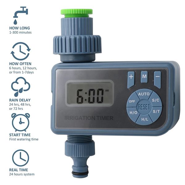 Timer Timer elettronico intelligente per l'irrigazione Display LCD automatico Controller digitale per irrigazione Copertura impermeabile Timer per irrigazione del giardino domestico