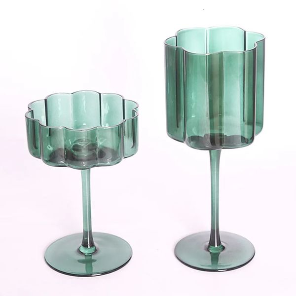 Nordic cristal vidro cocktail taça transparente champanhe copo criativo luz luxo retro pétala copos de vinho colorido copos de vinho 240312