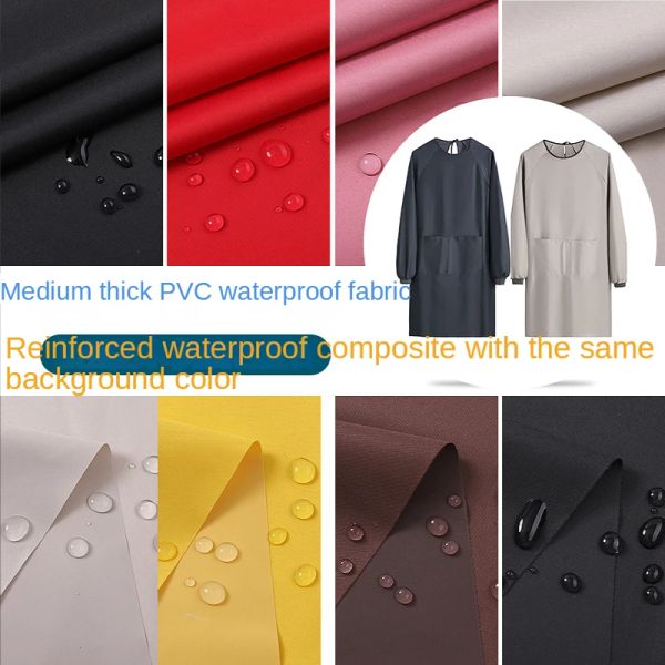 Yağmurluk Giysileri için Ölçerden Kumaş Kalınlaştırılmış Su geçirmez Kumaş DIY Dikiş Yumuşak PVC Kaplamalı Düz ​​Dekoratif Tekstil Yükseklik