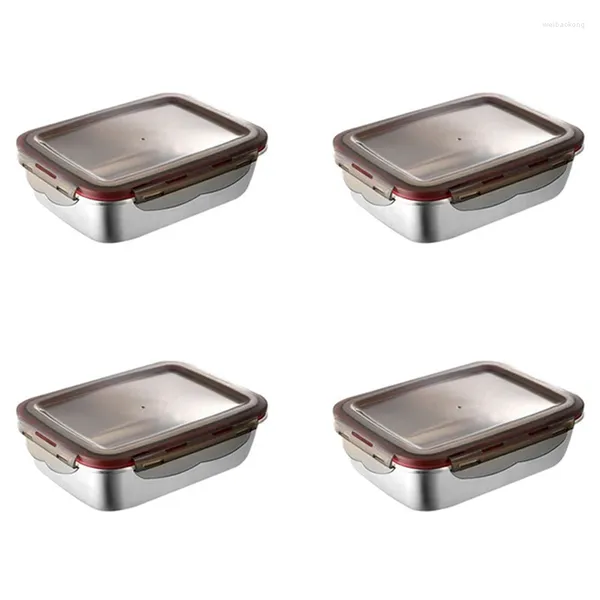 Contenitori da asporto 4X 220Ml Lunch Box in acciaio inossidabile Scatole sigillate per alimenti freschi Contenitore Bento per ufficio