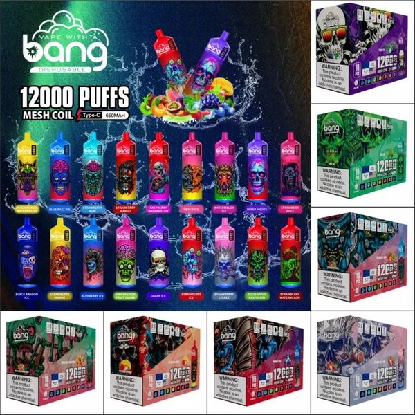 BANG Box 12000 sbuffi a vape usa e getta molla a maglie da 12k a vapori di vaporizzazione a bang bar 2 23 ml cartucce predefinite pod 650 mAh batteria ricaricabile shisha cavoh consegna più veloce