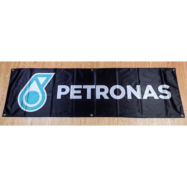 Аксессуары 130GSM 150D Полиэстер Материал Смазочное масло Petronas Баннер 1,5 фута*5 футов (45*150 см) Размер Реклама Декор Флаг yhx284