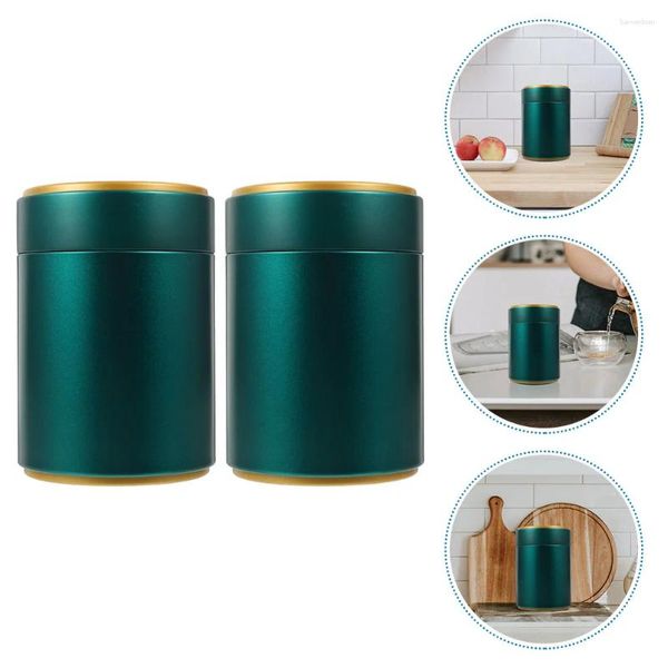 Garrafas de armazenamento 2 Pcs Frascos de chá de folha de flandres com tampa recipiente hermético canisters açúcar para escritório selado doces de frutas secas