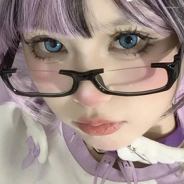 Sonnenbrillenrahmen Koreanische Brillenrahmen Hälfte mit Objektiv Japanische Anime Cosplay Brillen Mädchen Metall Brillen Pografie Dekoration